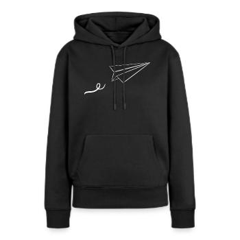Avion en papier - Sweat à capuche Premium bio Femme - noir - Devant - Julia (174cm)