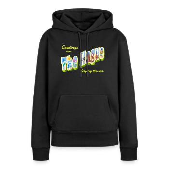 Den Haag Vintage Postkarte - Frauen Premium Bio Hoodie - Schwarz - Vorne - Julia (174cm)