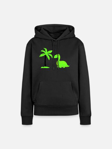 dinosaurier palme 02 - Frauen Premium Bio Hoodie - Schwarz