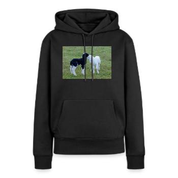 Agneaux noirs et blancs - Sweat à capuche Premium bio Femme - noir - Devant - Julia (174cm)