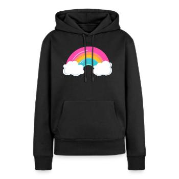 Mignon arc-en-ciel nuageux - Sweat à capuche Premium bio Femme - noir - Devant - Julia (174cm)