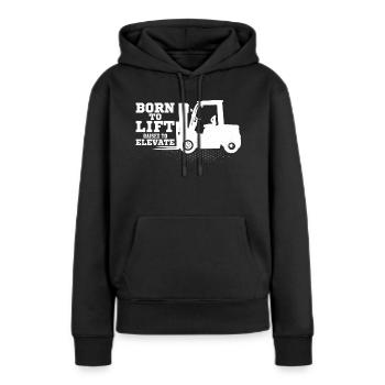 Né pour soulever élevé pour élever le travail de conducteur de chariot élévateur - Sweat à capuche Premium bio Femme - noir - Devant - Julia (174cm)