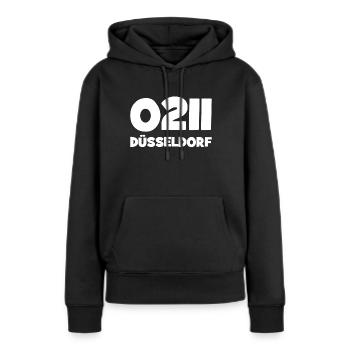 0211 Vorwahl Düsseldorf NRW Rhein - Frauen Premium Bio Hoodie - Schwarz - Vorne - Julia (174cm)