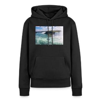Panorama de la ville de Niagara et des chutes du Niagara - Sweat à capuche Premium bio Femme - noir - Devant - Julia (174cm)