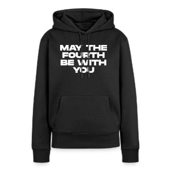 Que le quatrième - Sweat à capuche Premium bio Femme - noir - Devant - Julia (174cm)