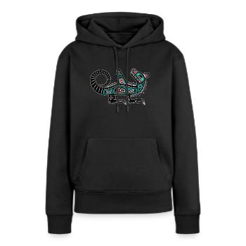 Wasgo Seewolf Haida Tlingit Kunst - Frauen Premium Bio Hoodie - Schwarz - Vorne - Julia (174cm)