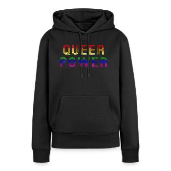 Pouvoir queer - Sweat à capuche Premium bio Femme - noir - Devant - Julia (174cm)