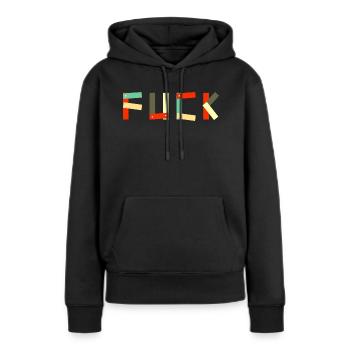 Texte Fuck - Sweat à capuche Premium bio Femme - noir - Devant - Julia (174cm)