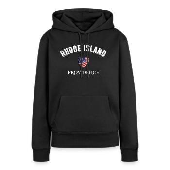 Rhode island - Sweat à capuche Premium bio Femme - noir - Devant - Julia (174cm)