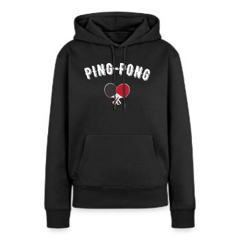 ping pong - Sweat à capuche Premium bio Femme - noir - Devant - Julia (174cm)