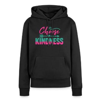 WÄHLEN SIE FREUNDLICHKEIT - Frauen Premium Bio Hoodie - Schwarz - Vorne - Julia (174cm)