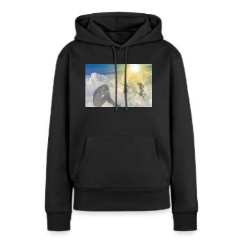 Ombres célestes - Sweat à capuche Premium bio Femme - noir - Devant - Julia (174cm)
