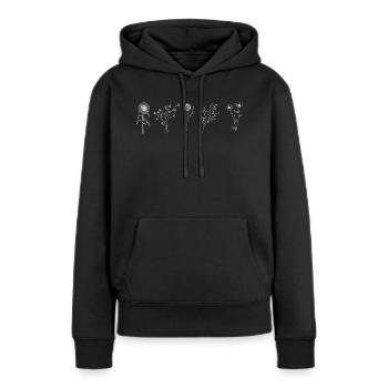Minimalistische Blume - Frauen Premium Bio Hoodie - Schwarz - Vorne - Julia (174cm)