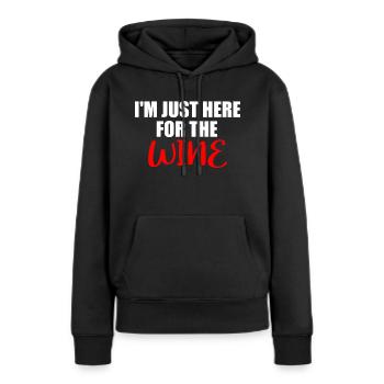 Je suis juste là pour le vin - Sweat à capuche Premium bio Femme - noir - Devant - Julia (174cm)
