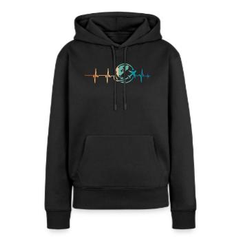 battement de cœur voyage - Sweat à capuche Premium bio Femme - noir - Devant - Julia (174cm)
