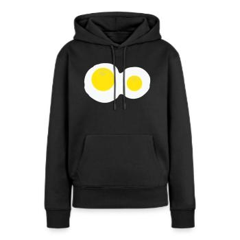 Œufs au plat - Sweat à capuche Premium bio Femme - noir - Devant - Julia (174cm)