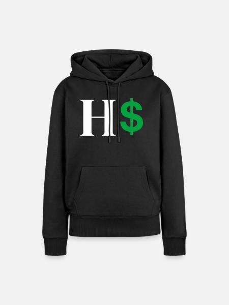 Buchstabe h Dollar - Frauen Premium Bio Hoodie - Schwarz