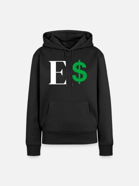 Buchstabe E Dollar - Frauen Premium Bio Hoodie - Schwarz