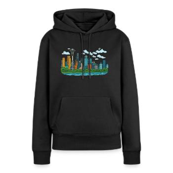 Ville de Seattle - Sweat à capuche Premium bio Femme - noir - Devant - Julia (174cm)