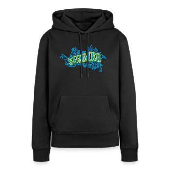 summer - Frauen Premium Bio Hoodie - Schwarz - Vorne - Julia (174cm)