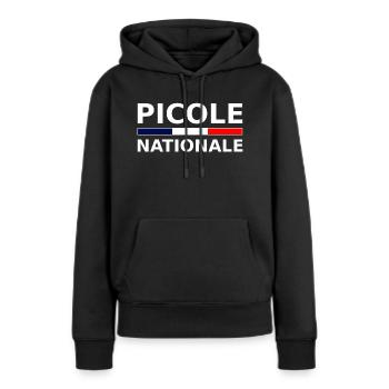 picole nationale - Sweat à capuche Premium bio Femme - noir - Devant - Julia (174cm)