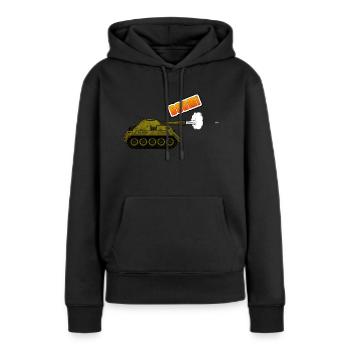 Panzer - Boom - Frauen Premium Bio Hoodie - Schwarz - Vorne - Julia (174cm)