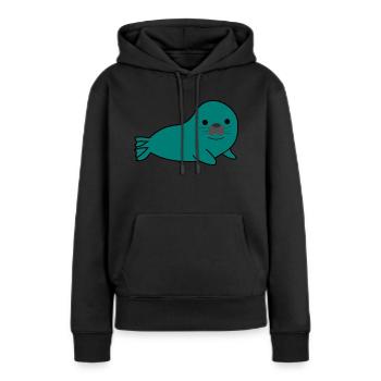 Phoque - Sweat à capuche Premium bio Femme - noir - Devant - Julia (174cm)