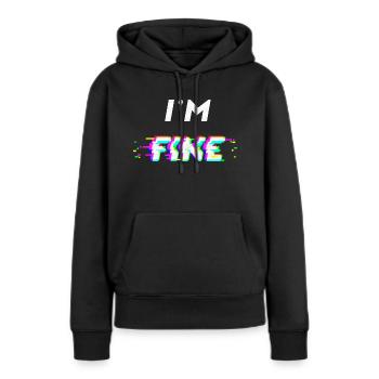 I'm fine glitch - Frauen Premium Bio Hoodie - Schwarz - Vorne - Julia (174cm)
