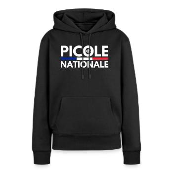 Picole Nationale - Fleur de Lys - Sweat à capuche Premium bio Femme - noir - Devant - Julia (174cm)