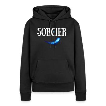SORCIER JDR SORTILEGE - Sweat à capuche Premium bio Femme - noir - Devant - Julia (174cm)