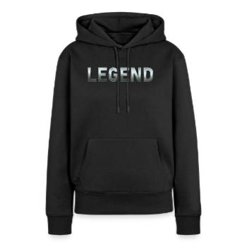Légende - Sweat à capuche Premium bio Femme - noir - Devant - Julia (174cm)