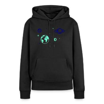 Univers - Sweat à capuche Premium bio Femme - noir - Devant - Julia (174cm)