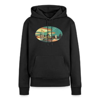 Benzinbrüder Tankstelle - Frauen Premium Bio Hoodie - Schwarz - Vorne - Julia (174cm)