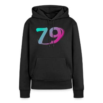 Nummer 79 mehrfarbig - Frauen Premium Bio Hoodie - Schwarz - Vorne - Julia (174cm)