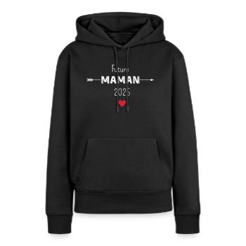 Werdende Mama 2025 - Frauen Premium Bio Hoodie - Schwarz - Vorne - Julia (174cm)