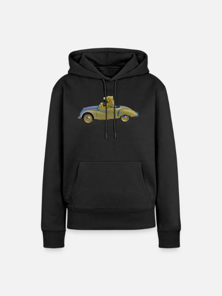 Cabrio Esel Donkey Auto Sportwagen - Frauen Premium Bio Hoodie - Schwarz