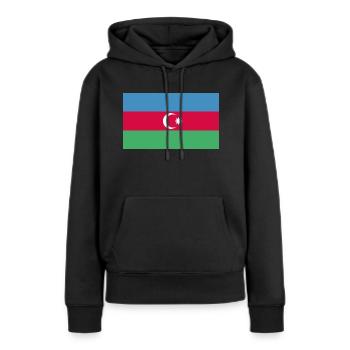 Aserbaidschans Flagge WM EM - Frauen Premium Bio Hoodie - Schwarz - Vorne - Julia (174cm)