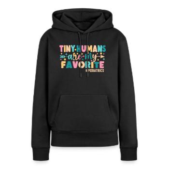 Winzige Menschen sind meine Lieblingspädiatrie - Frauen Premium Bio Hoodie - Schwarz - Vorne - Julia (174cm)