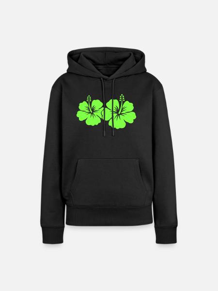 Hibiskus Blume - Frauen Premium Bio Hoodie - Schwarz