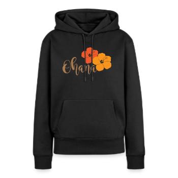 Ohana avec des fleurs d’hibiscus - Sweat à capuche Premium bio Femme - noir - Devant - Julia (174cm)