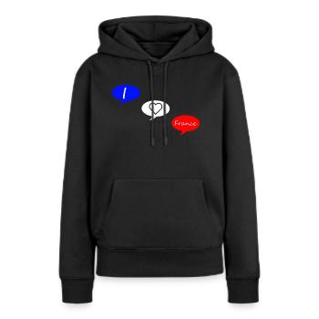 Ich liebe Frankreich blau weiß rot - Frauen Premium Bio Hoodie - Schwarz - Vorne - Julia (174cm)