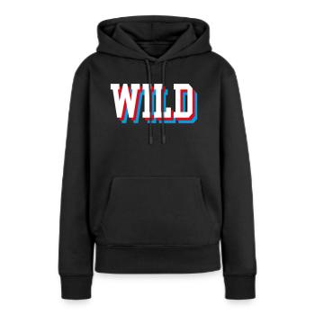 Gliched sauvage - Sweat à capuche Premium bio Femme - noir - Devant - Julia (174cm)