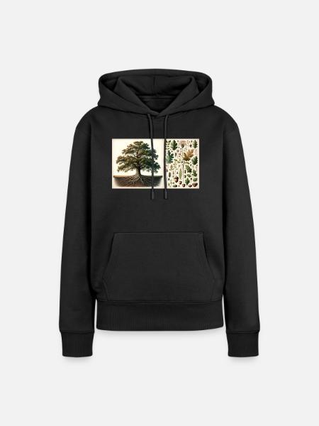 Oak Tree Botanical - Frauen Premium Bio Hoodie - Schwarz