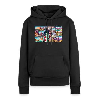 United States - Frauen Premium Bio Hoodie - Schwarz - Vorne - Julia (174cm)