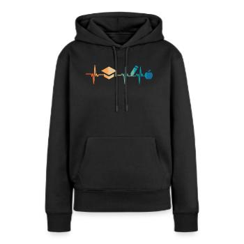 Battement de cœur enseignement - Sweat à capuche Premium bio Femme - noir - Devant - Julia (174cm)