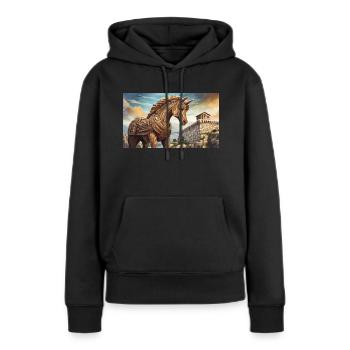 de beaux lieux mythiques – Cheval de Troie - Sweat à capuche Premium bio Femme - noir - Devant - Julia (174cm)