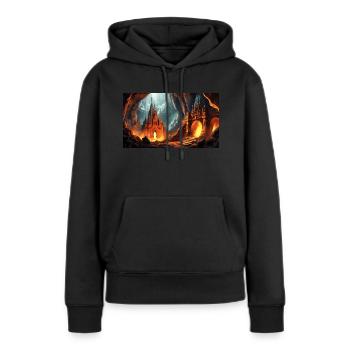 de beaux lieux mythiques – Avalon - Sweat à capuche Premium bio Femme - noir - Devant - Julia (174cm)
