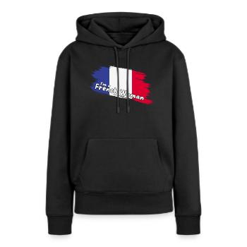 Ich bin eine Französin, französische Flagge - Frauen Premium Bio Hoodie - Schwarz - Vorne - Julia (174cm)