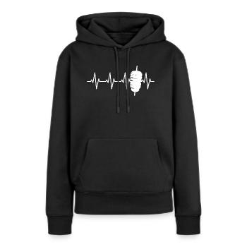 Döner Kebab, Brochette de kebab, Kebab turc grill - Sweat à capuche Premium bio Femme - noir - Devant - Julia (174cm)