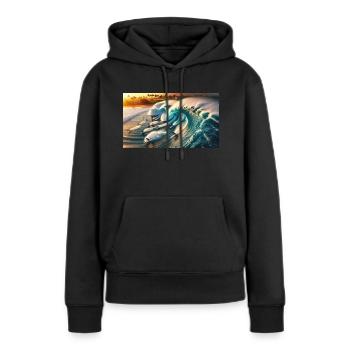 Surfeurs de pipelining - Sweat à capuche Premium bio Femme - noir - Devant - Julia (174cm)